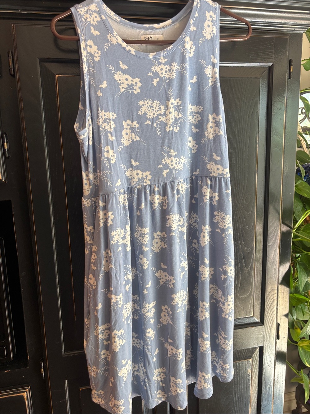 Blue Floral Sleeveless Dress